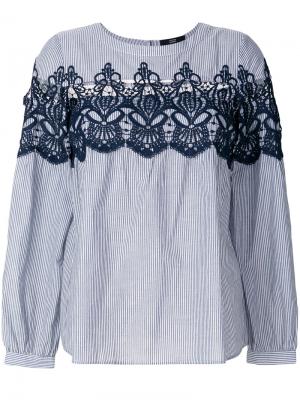 Блузка в полоску с кружевной вставкой Steffen Schraut. Цвет: синий
