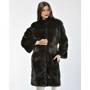 Пальто , норка, силуэт полуприлегающий, размер 36, черный Manakas Frankfurt. Цвет: черный