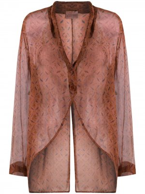 Полупрозрачная блузка 1998-го года с цветочным принтом Romeo Gigli Pre-Owned. Цвет: коричневый
