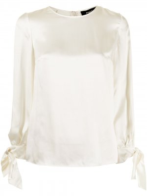 Шелковая блузка с длинными рукавами Paule Ka. Цвет: белый