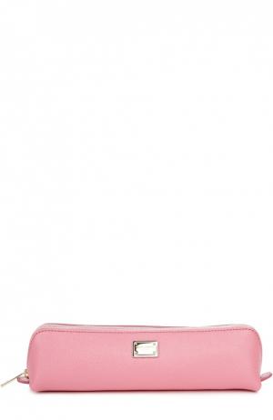 Кожаный пенал на молнии Dolce & Gabbana. Цвет: светло-розовый