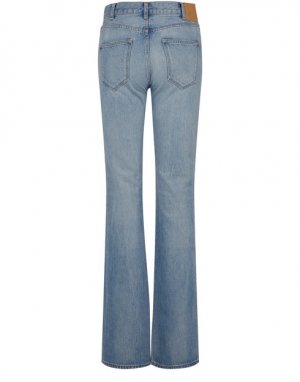 Расклешенные джинсы из саржевого денима стального синего цвета Celine