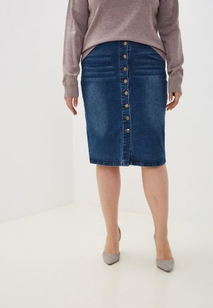 Юбка джинсовая Adele Fashion. Цвет: синий
