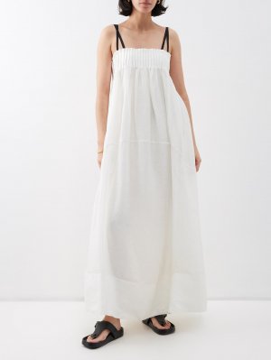 Платье макси lillian из смесового льна со сборками , белый Lee Mathews