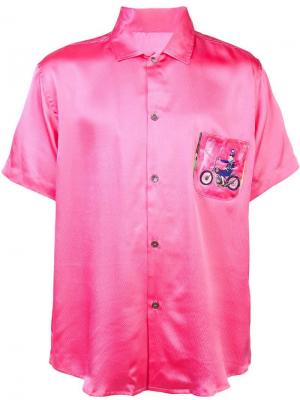 Рубашка с короткими рукавами узором на кармане The Elder Statesman. Цвет: розовый