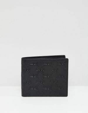 Черный бумажник с монограммой boohooMAN. Цвет: черный