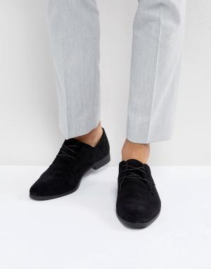 Черные замшевые туфли на шнуровке Zign. Цвет: черный