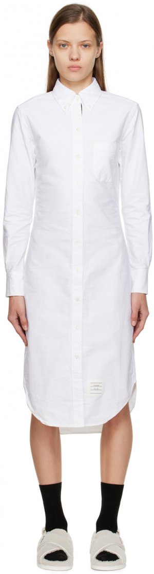 Белое классическое оксфордское платье-миди Thom Browne