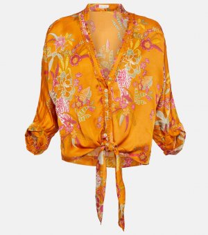 Укороченная рубашка azia с цветочным принтом, апельсин Poupette St Barth