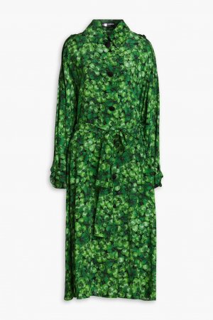 Тренч из шелкового крепдешина с принтом , зеленый Dolce & Gabbana