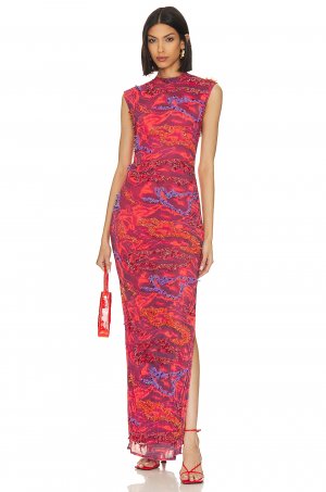 Платье макси Zusi Maxim, цвет Red & Purple Combo Onalaja