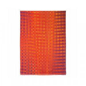 Палантин ,230х80 см, красный, оранжевый Павловопосадская платочная мануфактура. Цвет: красный/фиолетовый/оранжевый