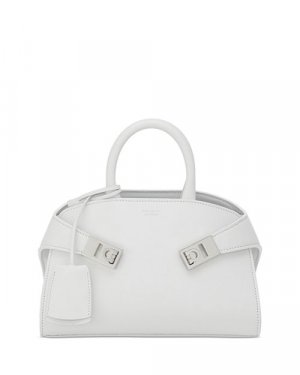 Мягкая мини-кожаная сумка через плечо Hug , цвет White Ferragamo