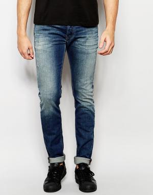 Эластичные рваные джинсы скинни Jeans Sleenker 84BI Diesel. Цвет: синий