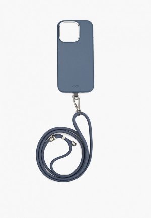 Чехол для iPhone Uniq 15 Pro, COEHL Muse с MagSafe, из экокожи, шнурком на шею. Цвет: синий