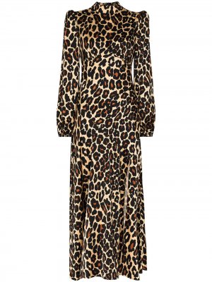 Платье миди Clara с леопардовым принтом De La Vali. Цвет: черный