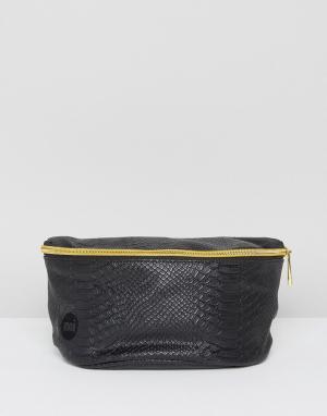 Черная сумка-кошелек на пояс из искусственной кожи Mi-Pac. Цвет: черный