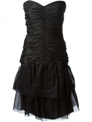 Платье без бретелек со сборками Jean Louis Scherrer Vintage. Цвет: чёрный