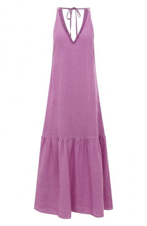 Льняное платье 120% Lino. Цвет: сиреневый