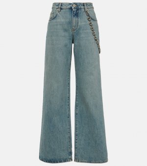 Расклешенные джинсы с высокой посадкой и цепочкой , синий Loewe