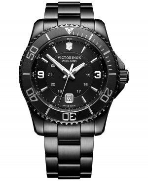 Мужские часы Swiss Maverick Black Edition с черным браслетом из нержавеющей стали PVD-покрытием, 43 мм Victorinox