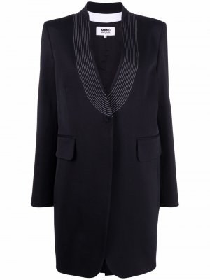 Пальто миди с декоративной строчкой MM6 Maison Margiela. Цвет: черный