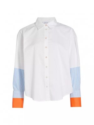 Рубашка Margaux из смесового хлопка на пуговицах спереди , цвет optic electric peach Tanya Taylor