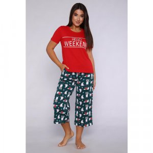 Пижама, размер 54, красный, зеленый Натали. Цвет: зеленый/красный