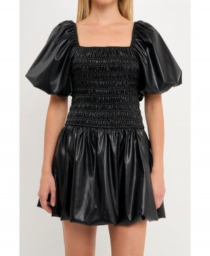 Женское мини-платье из искусственной кожи с присборенными деталями и воздушными шарами endless rose, черный Rose