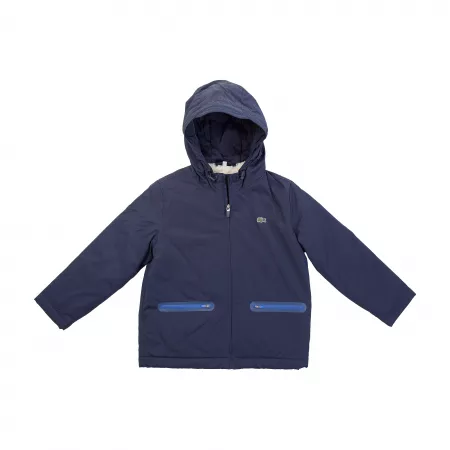 Верхняя одежда Детская тёплая куртка с капюшоном Lacoste. Цвет: синий