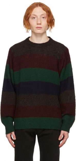 Замшевый свитер в разноцветную полоску Ymc