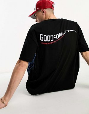 Черная оверсайз-футболка с логотипом на спине Good For Nothing