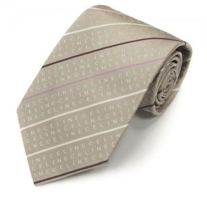 Грязно-бежевый цвет галстука в тонкие контрастные полоски и надписями между ними 820476 Celine. Цвет: коричневый