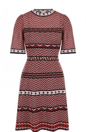 Приталенное мини-платье с круглым вырезом и коротким рукавом M Missoni. Цвет: красный