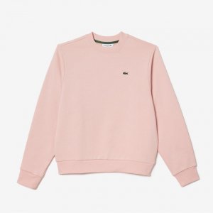 LACOSTE Women s Basic Crew Neck Long Sleeve Sweatshirt [Pink]