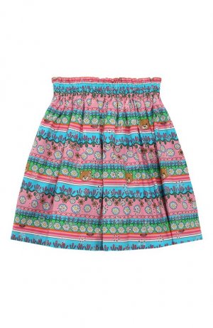 Хлопковая юбка Moschino. Цвет: разноцветный