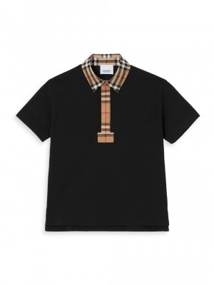 Рубашка поло в клетку Little Boy's & Johane Vintage с клетчатой отделкой , черный Burberry