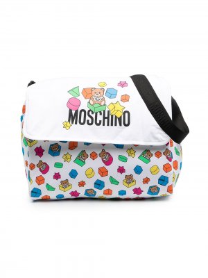 Пеленальная сумка с логотипом Moschino Kids. Цвет: белый