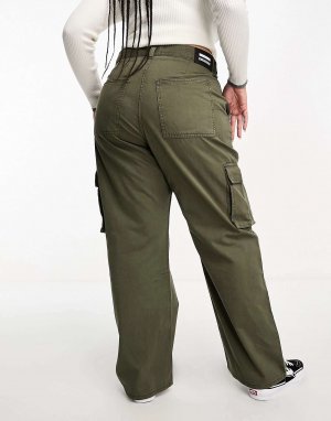 Удобные широкие брюки цвета хаки Echo Dr Denim. Цвет: хаки