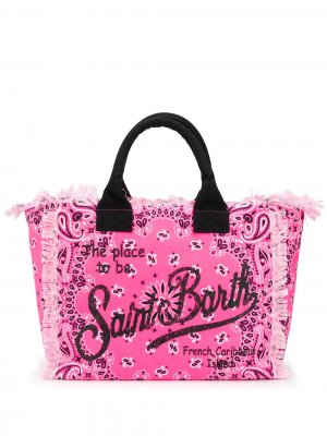 Парусиновая пляжная сумка с принтом пейсли Mc2 Saint Barth. Цвет: розовый