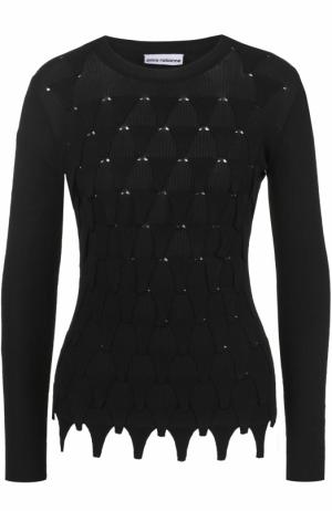 Облегающий пуловер с круглым вырезом и фактурной отделкой Paco Rabanne. Цвет: черный