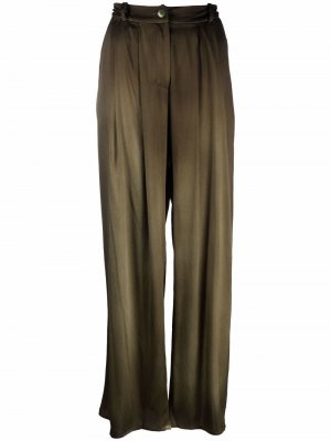Шелковые брюки палаццо Avant Toi. Цвет: зеленый