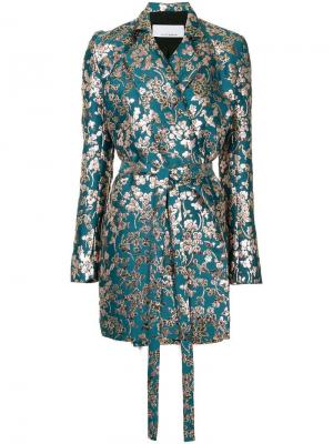Платье с цветочным принтом и запахом Kacey Devlin. Цвет: зеленый