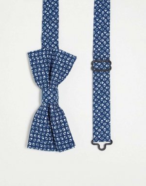 Темно-синий галстук-бабочка с геопринтом Gianni Feraud