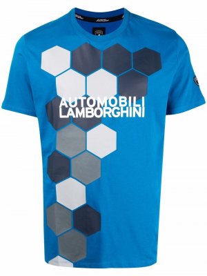 Футболка с логотипом Automobili Lamborghini. Цвет: синий
