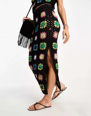 Разноцветная юбка макси в стиле пэчворк ASOS