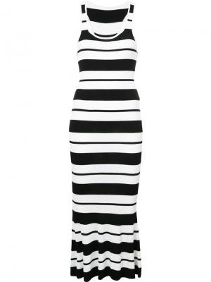 Ребристое вязаное платье в полоску без рукавов Jason Wu Collection. Цвет: белый