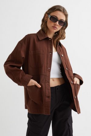 Жакет-рубашка из твила , коричневый H&M