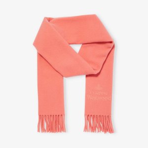 Шерстяной шарф с фирменной вышивкой и бахромой , цвет peach Vivienne Westwood
