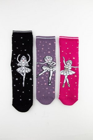 Детские носки-полотенца с противоскользящей подошвой «Балерина», 3 предмета Bross